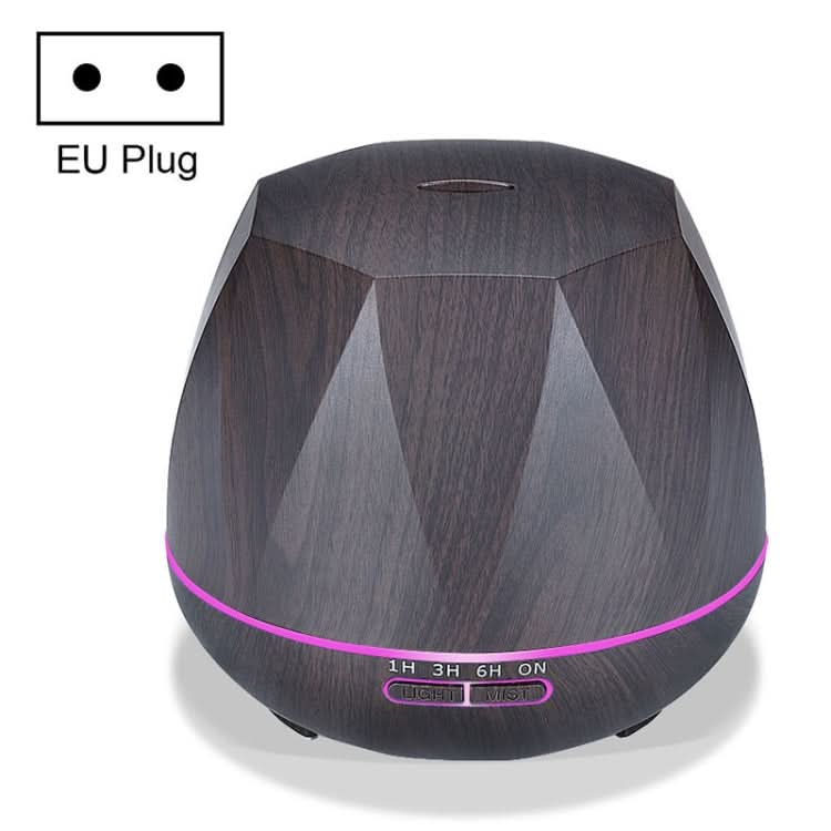 Peach Shape Wood Grain Remote Control Ultrasonic Humidifier Aromatherapy Machine Automatic Alcohol Sprayer with LED Lights, Capacity: 400mL, EU Plug (Dark Wood Color) Reluova