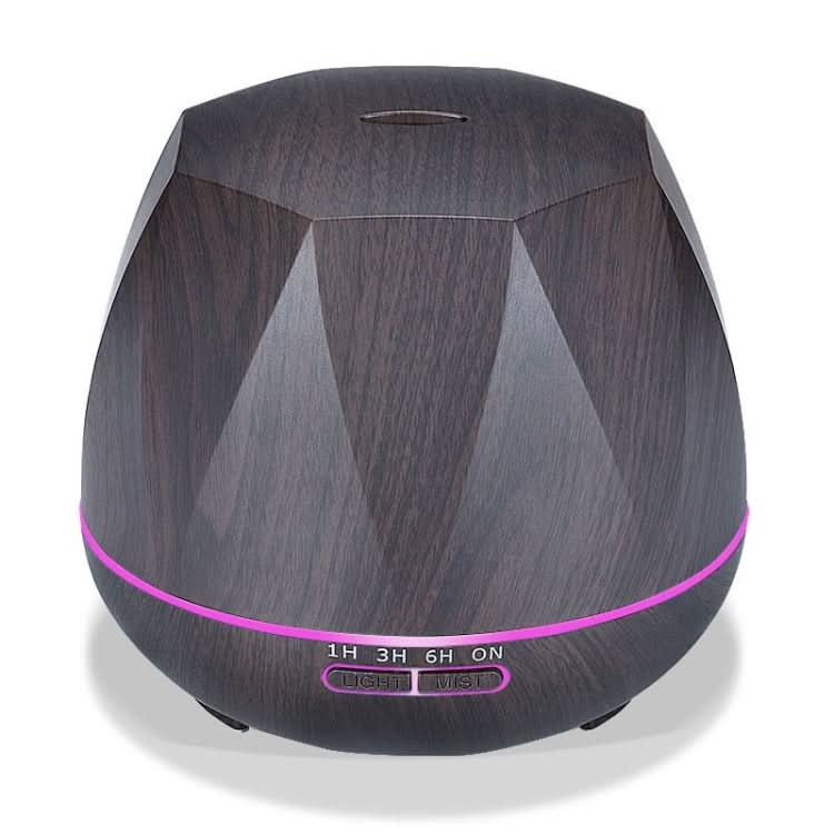 Peach Shape Wood Grain Remote Control Ultrasonic Humidifier Aromatherapy Machine Automatic Alcohol Sprayer with LED Lights, Capacity: 400mL, EU Plug (Dark Wood Color) Reluova