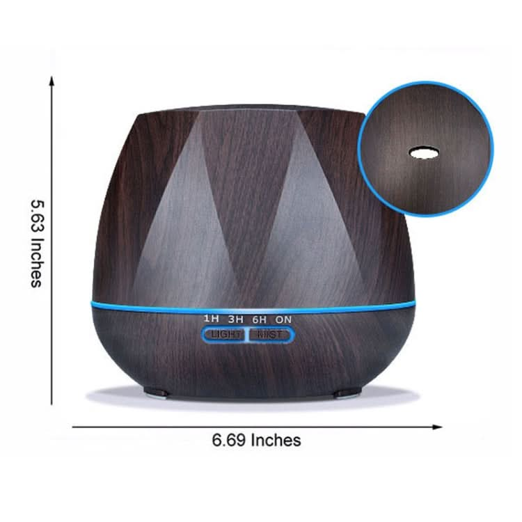 Peach Shape Wood Grain Remote Control Ultrasonic Humidifier Aromatherapy Machine Automatic Alcohol Sprayer with LED Lights, Capacity: 400mL, EU Plug (Dark Wood Color) Reluova