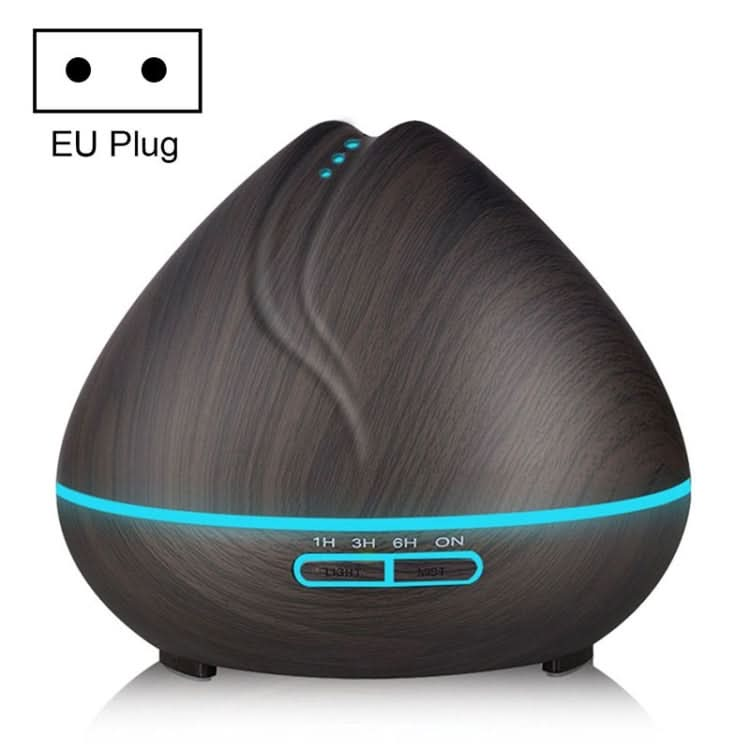 Peach Shape Wood Grain Remote Control Ultrasonic Humidifier Aromatherapy Machine Automatic Alcohol Sprayer with LED Lights, Capacity: 400mL, EU Plug (Dark Wood Color) Reluova