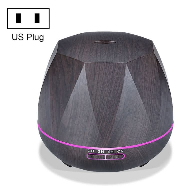 Diamond Wood Grain Remote Control Ultrasonic Humidifier Aromatherapy Machine Automatic Alcohol Sprayer with LED Lights, Capacity: 400mL, US Plug (Light Wood Color)