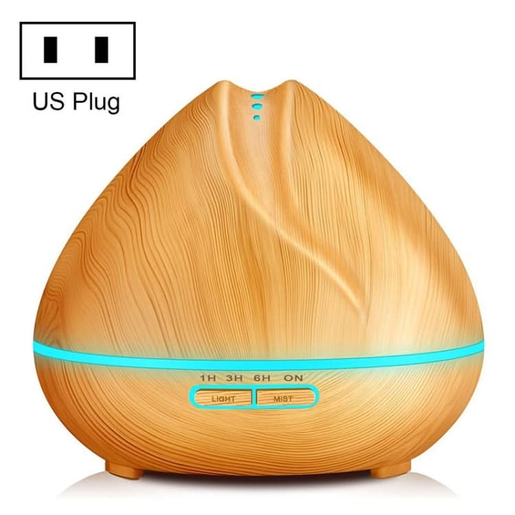 Diamond Wood Grain Remote Control Ultrasonic Humidifier Aromatherapy Machine Automatic Alcohol Sprayer with LED Lights, Capacity: 400mL, US Plug (Light Wood Color)