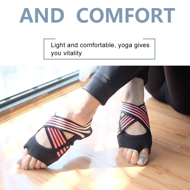 1 Pair Anti-Slip Yoga Socks Toeless Pilates Socks Ballet Yoga Pilates Barre Shoes for Women, 225-230mm Foot Length