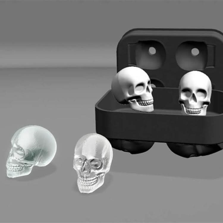 Halloween 3D Skull Head Ice Cube Mold Home Bar Silicone 4 Lattice Ice Cube Biscuit Cake Chocolate Maker Moulds - Reluova