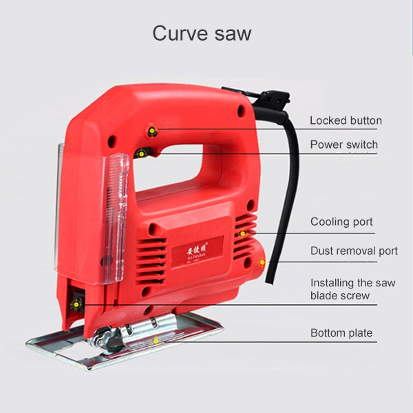 220V Jig Saw Electric Saw Woodworking Electric Tools Multifunction Chainsaw Hand Saws Wood Cutting Machine With Laser & (2 Saw Blade) without Guide, EU plug-Reluova