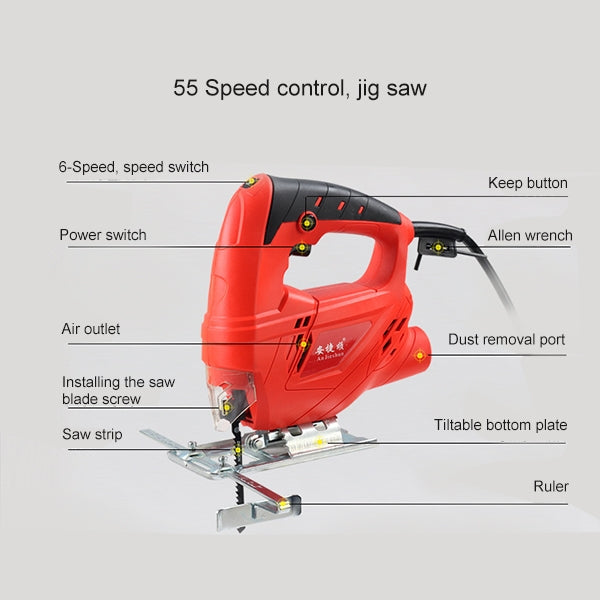 220V Jig Saw Electric Saw Woodworking Electric Tools Multifunction Chainsaw Hand Saws Wood Cutting Machine With Lase & 10 Saw Blader-Reluova