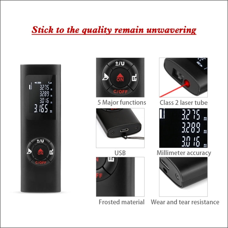 JQ-60 Mini Laser Distance Meter 60m Rechargeable Digital Handheld Laser Rangefinder Reluova