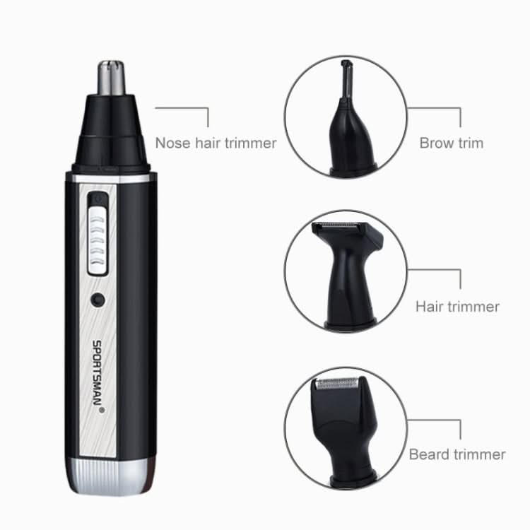 SPORTSMAN Four-in-one Rechargeable Ear Nose Trimmer Electric Shaver Beard Face Eyebrows Hair Trimmer For Men, EU Plug(Black, 220V) Reluova