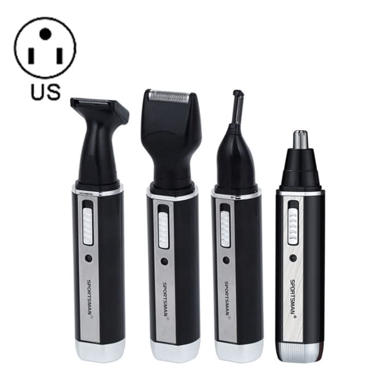 SPORTSMAN Four-in-one Rechargeable Ear Nose Trimmer Electric Shaver Beard Face Eyebrows Hair Trimmer For Men, US Plug(Black, 110V) Reluova