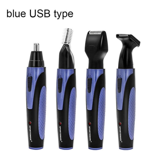 SPORTSMAN Four-in-one USB Rechargeable Ear Nose Trimmer Beard Face Shaver Eyebrows Hair Trimmer For Men(blue USB type) Reluova