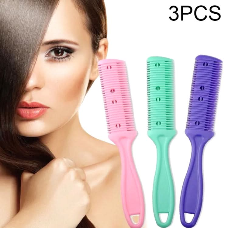 3pcs Hair Tools Double-sided Knife Hair Comb Hair Bangs Trimmer Thinning Device Hair Clipper,  Random Color Delivery-Reluova