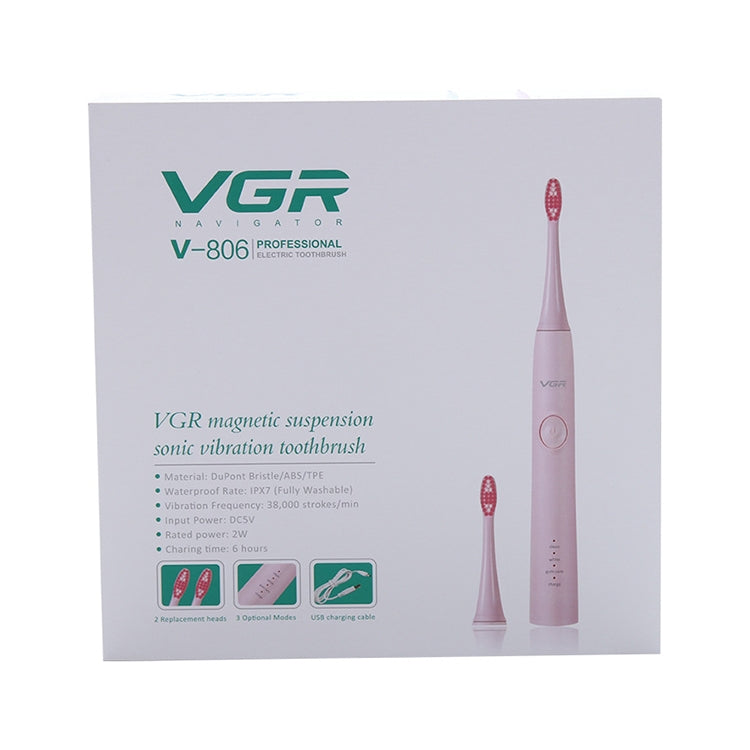 VGR V-806 IPX7 USB Magnetic Suspension Sonic Shock Toothbrush with Nemory Function