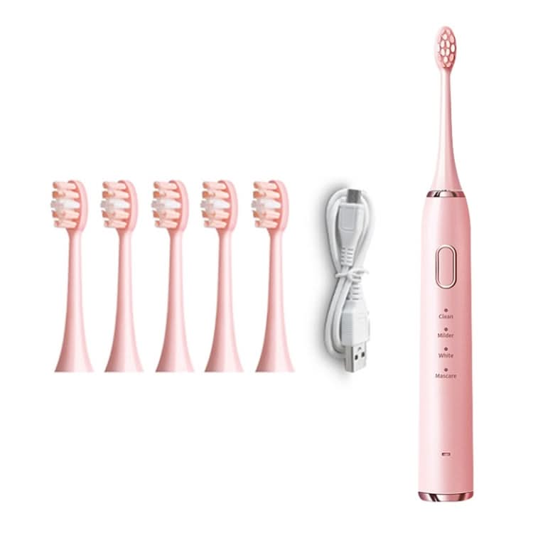 Original Lenovo B002.1-C2 USB Charging Wireless Sonic Electric Toothbrush with 5 Antibacterial Brush Heads, Luxury Version Reluova