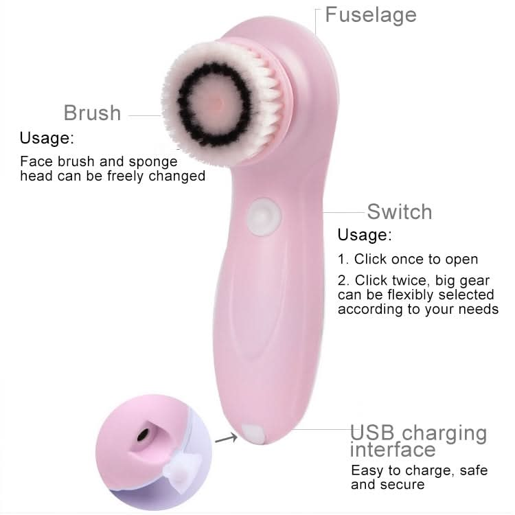 3 in 1 USB Charging Electronic Cleaning Face Beauty Instrument Pores Nose Blackhead Facial Cleansing Brush-Reluova