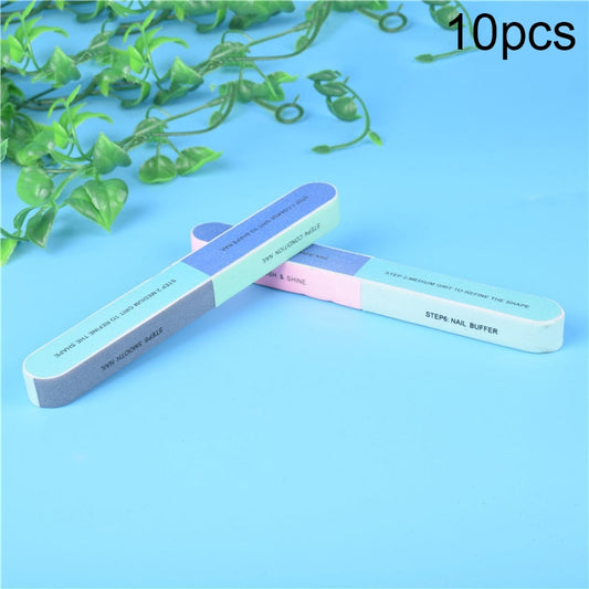 10pcs Seven Sided Polishing Bar Nail File Buffers Polisher for Fingernails and Toenails