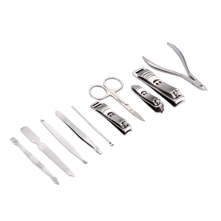 10 in 1 Nail Care Clipper Pedicure Manicure Kits (Large Nail Clippers, Small Nail Clippers, Oblique Nail Nipper, Dead Skin Trimmer, Dead Skin Fork, Dual Head Steel Push, Eyebrow Scissor,  Eyebrow Tweezers, Ear Pick, Double Side Nail File) with Leather Bag