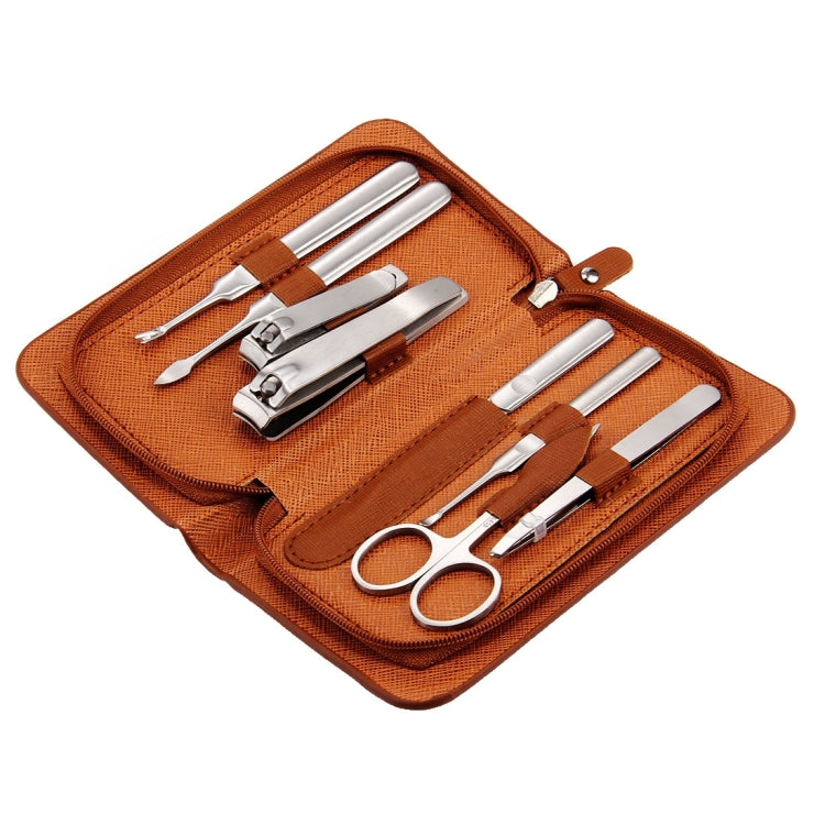 8 in 1 Nail Care Clipper Pedicure Manicure Kits (Large Nail Clippers, Small Nail Clippers, Dead Skin Fork, Dead Skin Scraper, Eyebrow Scissor,  Eyebrow Tweezers, Ear Pick, Double Side Nail File) with Leather Bag-Reluova