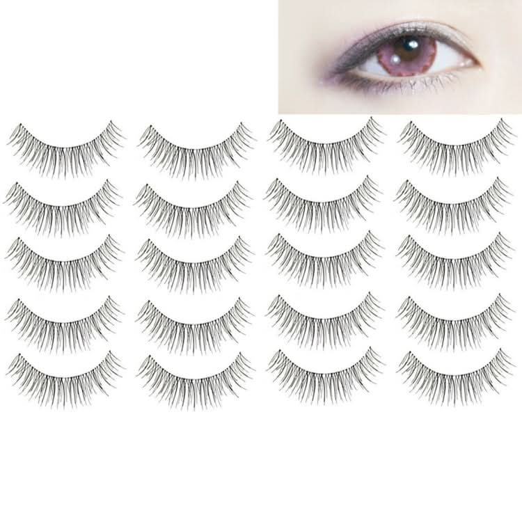 10 Pairs 217 Criss-Cross Transparent Stem Natural Makeup Lashes Charming Long Thick Black False Eyelashes