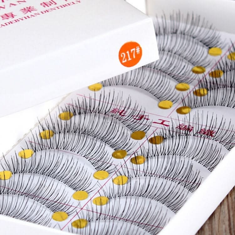 10 Pairs 217 Criss-Cross Transparent Stem Natural Makeup Lashes Charming Long Thick Black False Eyelashes