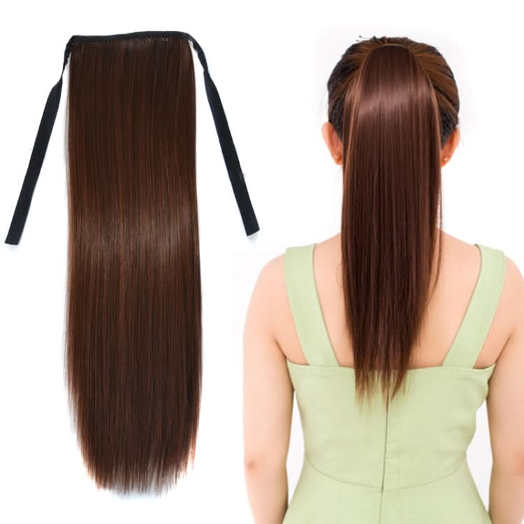 Natural Long Straight Hair Ponytail Bandage-style Wig Ponytail for Women，Length: 45cm Reluova