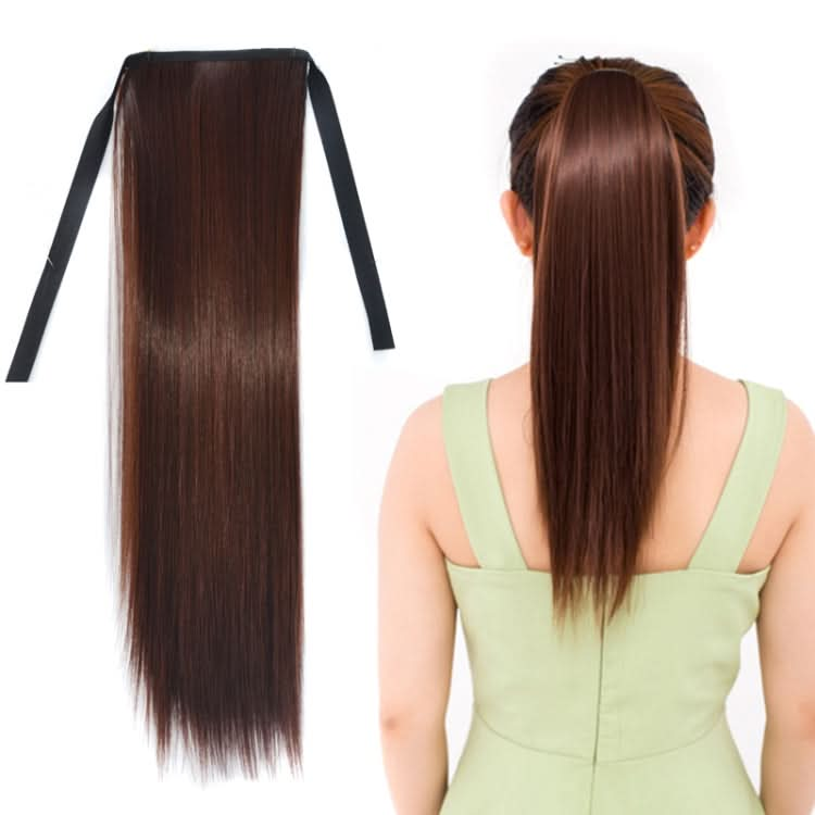 Natural Long Straight Hair Ponytail Bandage-style Wig Ponytail for Women，Length: 45cm Reluova