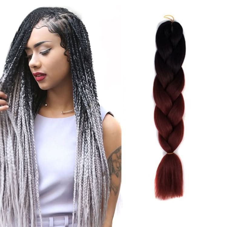 Fashion Color Gradient Individual Braid Wigs Chemical Fiber Big Braids, Length: 60cm(04 Black+Red) Reluova