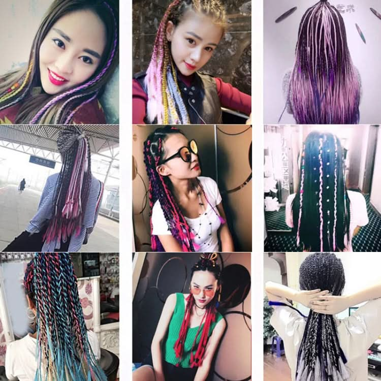 Fashion Color Gradient Individual Braid Wigs Chemical Fiber Big Braids, Length: 60cm(04 Black+Red) Reluova