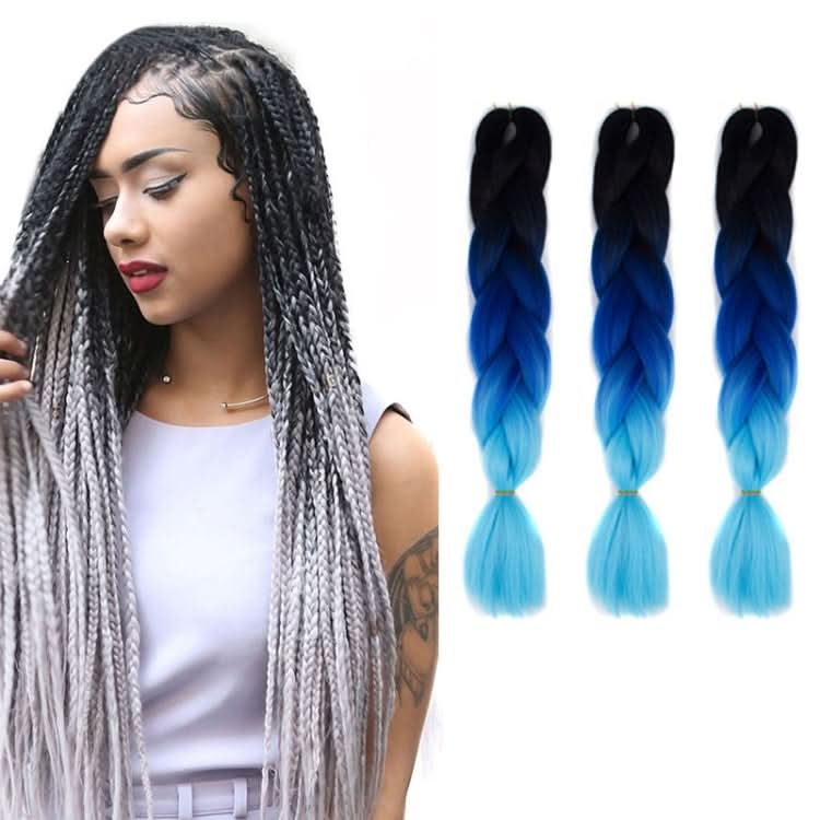 Fashion Color Gradient Individual Braid Wigs Chemical Fiber Big Braids, Length: 60cm(56 Purple+Lake Blue+Light Purple) Reluova