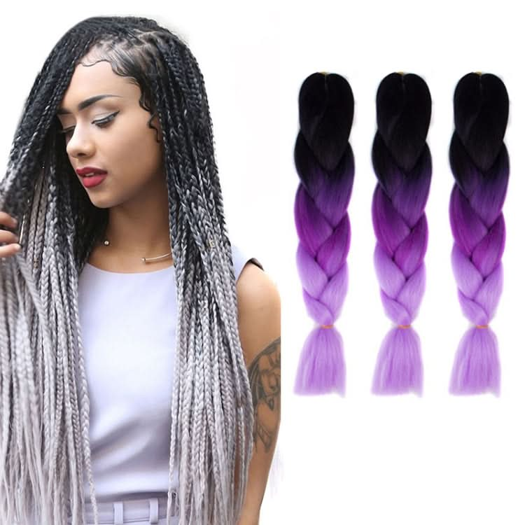 Fashion Color Gradient Individual Braid Wigs Chemical Fiber Big Braids, Length: 60cm(56 Purple+Lake Blue+Light Purple) Reluova