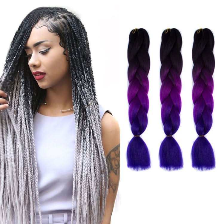 Fashion Color Gradient Individual Braid Wigs Chemical Fiber Big Braids, Length: 60cm(56 Purple+Lake Blue+Light Purple) Reluova