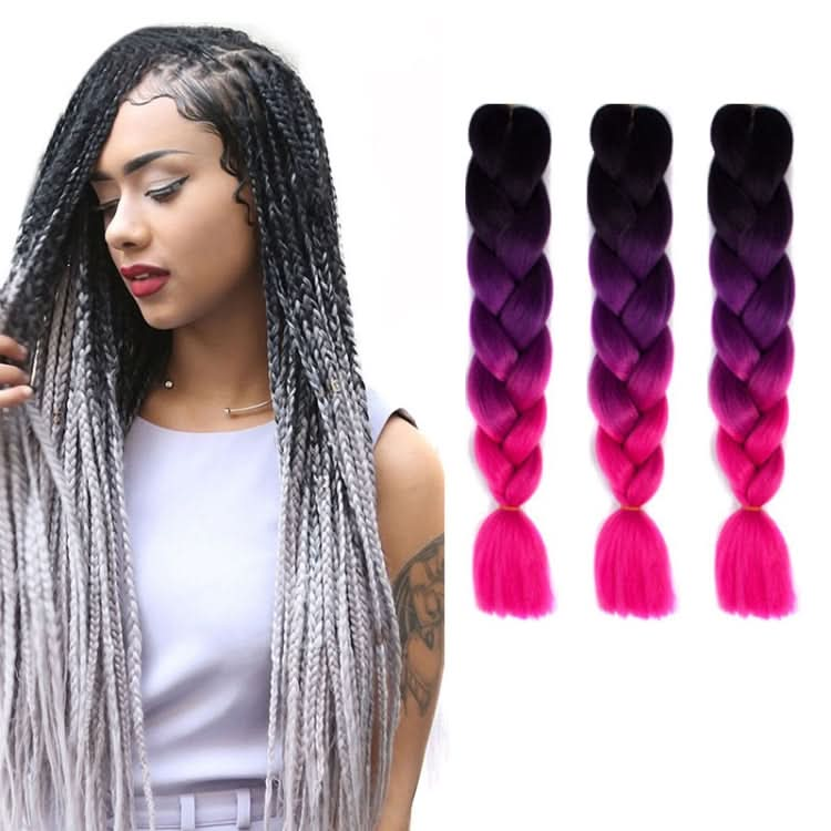 Fashion Color Gradient Individual Braid Wigs Chemical Fiber Big Braids, Length: 60cm(56 Purple+Lake Blue+Light Purple) Reluova