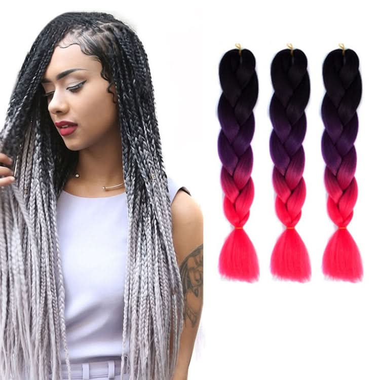 Fashion Color Gradient Individual Braid Wigs Chemical Fiber Big Braids, Length: 60cm(56 Purple+Lake Blue+Light Purple) Reluova