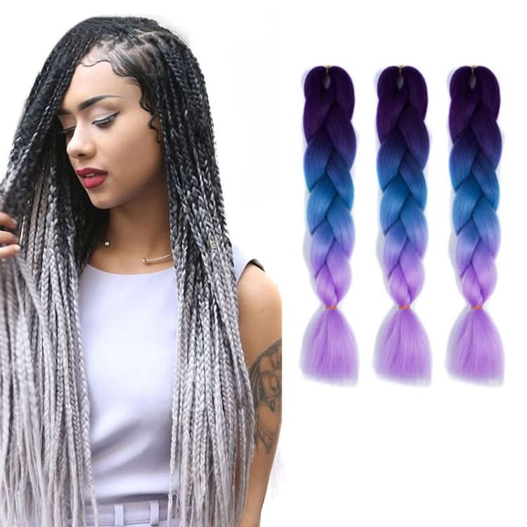 Fashion Color Gradient Individual Braid Wigs Chemical Fiber Big Braids, Length: 60cm(56 Purple+Lake Blue+Light Purple) Reluova