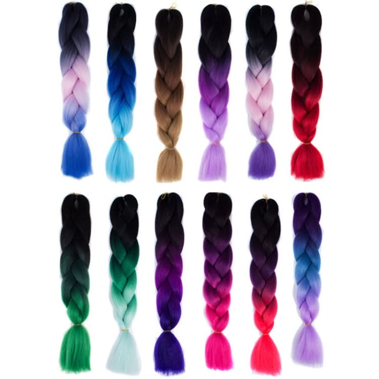 Fashion Color Gradient Individual Braid Wigs Chemical Fiber Big Braids, Length: 60cm(56 Purple+Lake Blue+Light Purple) Reluova