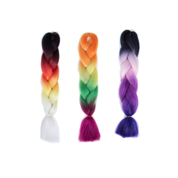 Fashion Color Gradient Individual Braid Wigs Chemical Fiber Big Braids, Length: 60cm(25 Black+Red+Yellow+White) Reluova