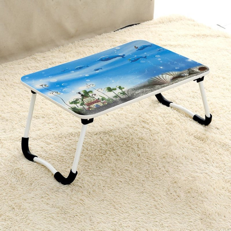 W-shaped Non-slip Legs Square Pattern Adjustable Folding Portable Laptop Desk without Card Slot (Underwater World)