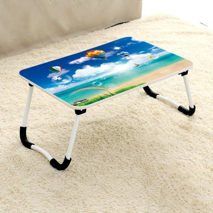 W-shaped Non-slip Legs Square Pattern Adjustable Folding Portable Laptop Desk without Card Slot (Underwater World)