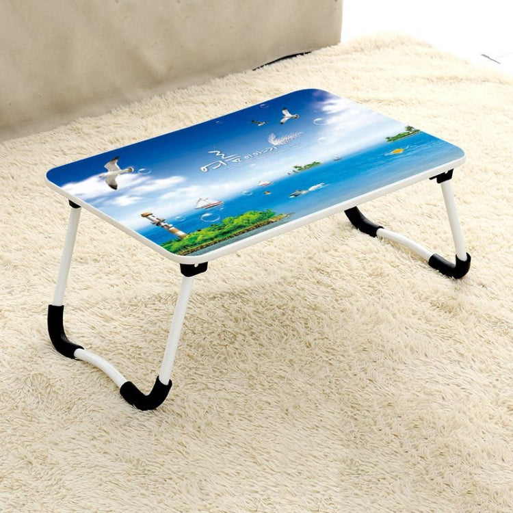 W-shaped Non-slip Legs Square Pattern Adjustable Folding Portable Laptop Desk without Card Slot (Underwater World)