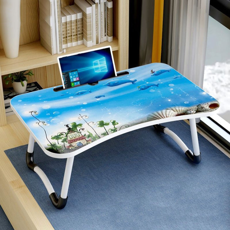 W-shaped Non-slip Legs Pattern Adjustable Folding Portable Laptop Desk with Card Slot (Castle)