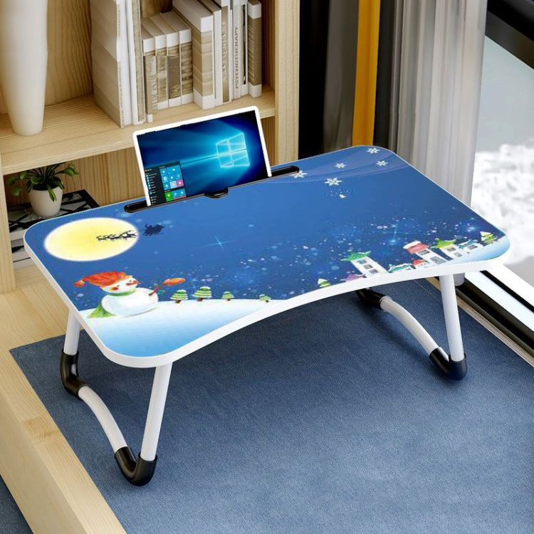 W-shaped Non-slip Legs Pattern Adjustable Folding Portable Laptop Desk with Card Slot (Castle)