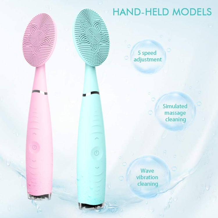 LSHOW YJK038 IPX6 Waterproof Hand-held Intelligent High Frequency Vibration Silicone Facial Cleaning Instrument