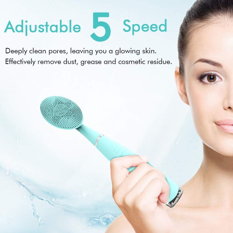 LSHOW YJK038 IPX6 Waterproof Hand-held Intelligent High Frequency Vibration Silicone Facial Cleaning Instrument