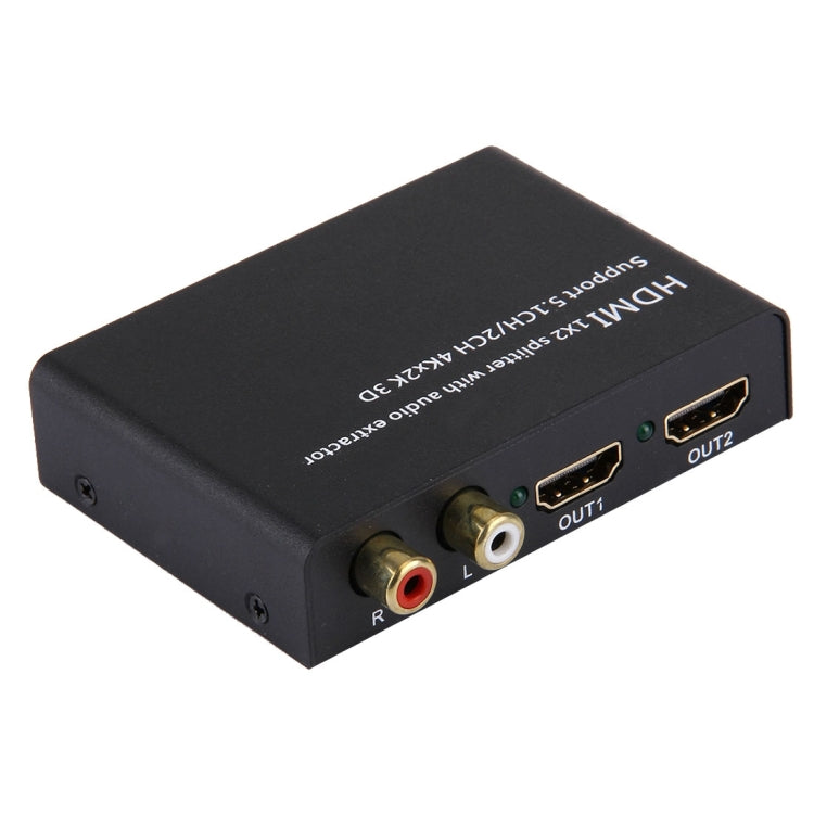 HDMI 1x2 Splitter with Audio Extractor, Support 5.1CH / 2CH, 4Kx2K, 3D