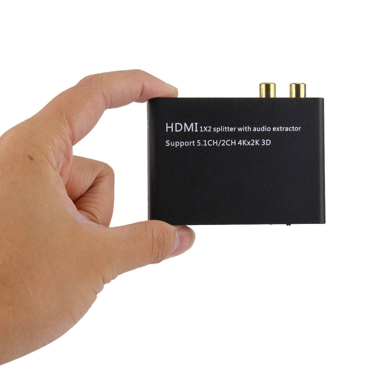 HDMI 1x2 Splitter with Audio Extractor, Support 5.1CH / 2CH, 4Kx2K, 3D