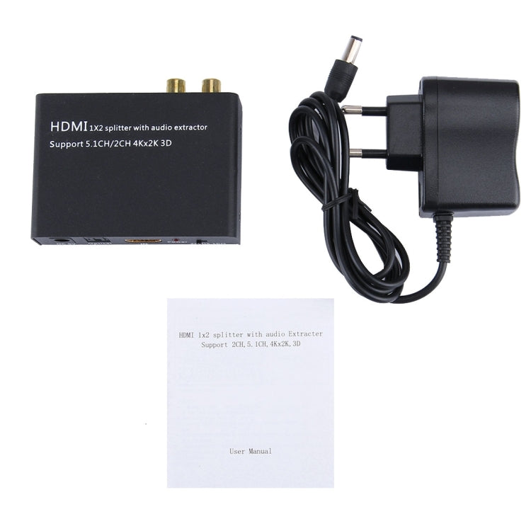 HDMI 1x2 Splitter with Audio Extractor, Support 5.1CH / 2CH, 4Kx2K, 3D My Store