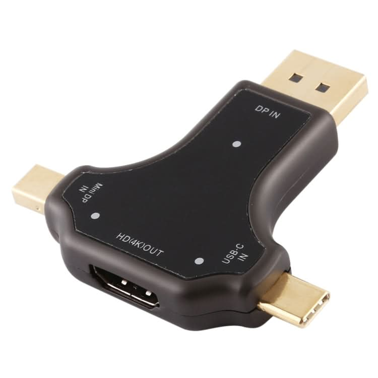 D63A DisplayPort + Mini DP + UCB-C / Type-C Male to HDMI Female 3 in 1 Adapter