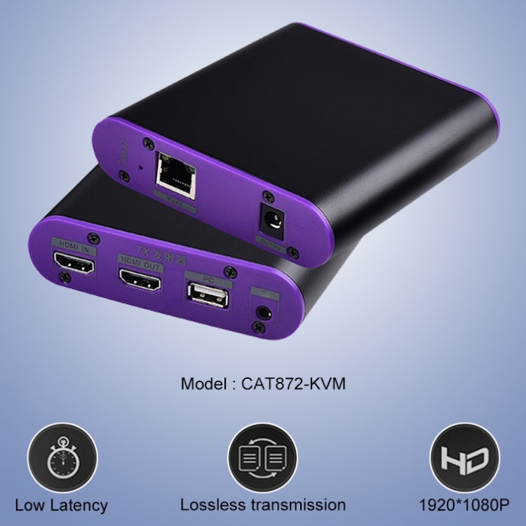 CAT872-KVM HDMI Extender (Receiver & Sender) over CAT5e/CAT6 Cable with USB Port and KVM Function, Transmission Distance: 200m