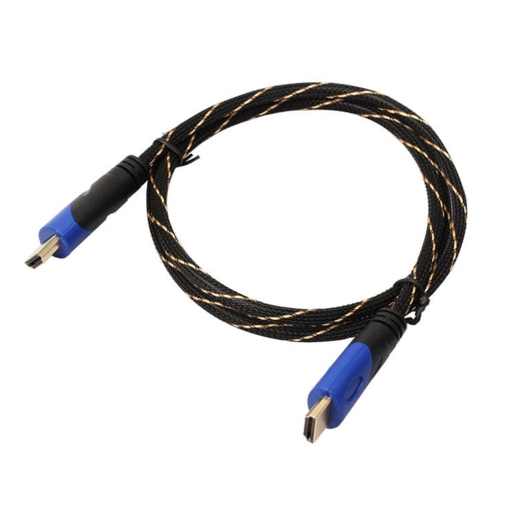 1m HDMI 1.4 Version 1080P Woven Net Line Blue Black Head HDMI Male to HDMI Male Audio Video Connector Adapter Cable-Reluova