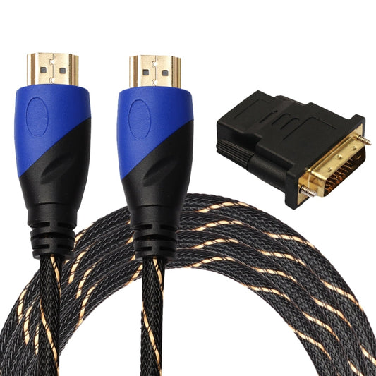 3m HDMI 1.4 Version 1080P Woven Net Line Blue Black Head HDMI Male to HDMI Male Audio Video Connector Adapter Cable with DVI Adapter Set-Reluova