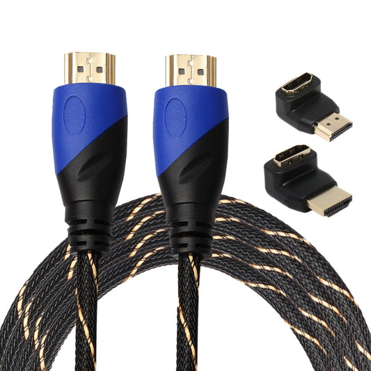 3m HDMI 1.4 Version 1080P Woven Net Line Blue Black Head HDMI Male to HDMI Male Audio Video Connector Adapter Cable with 2 Bending HDMI Adapter Set-Reluova